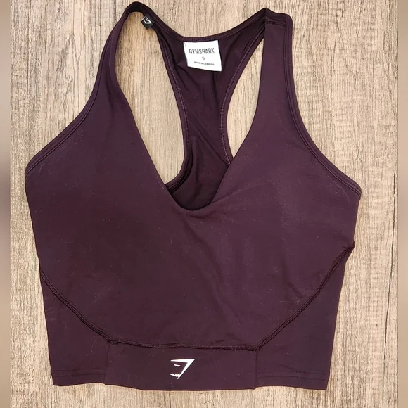 Gymshark Crop Mesh Tank Plum Brown Size Small - Picture 3 of 5